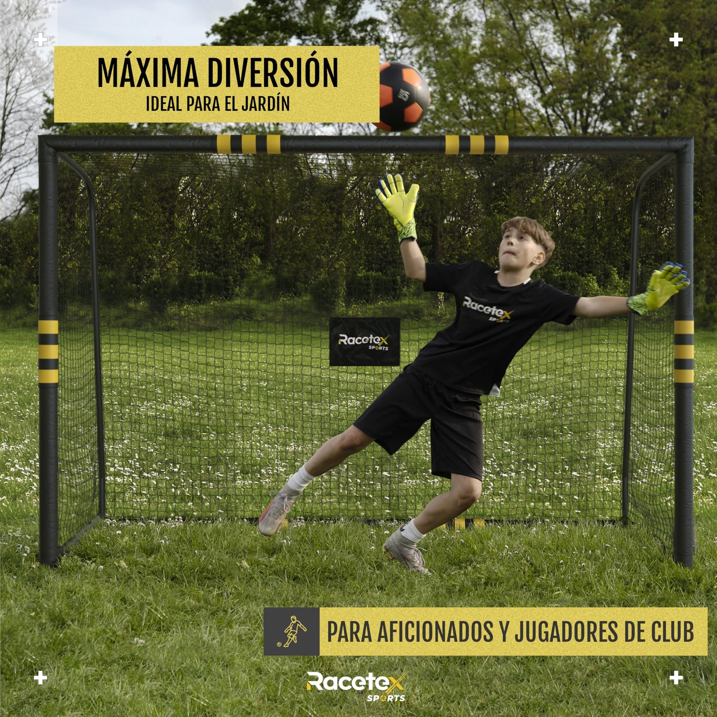 Racetex porterias de Futbol para niños Grande [Recubrimiento anticorrosivo] - porteria Futbol niños Incluye Anclajes - porterias de Futbol para Jardin - porteria Futbol Grande 180 240 300 cm