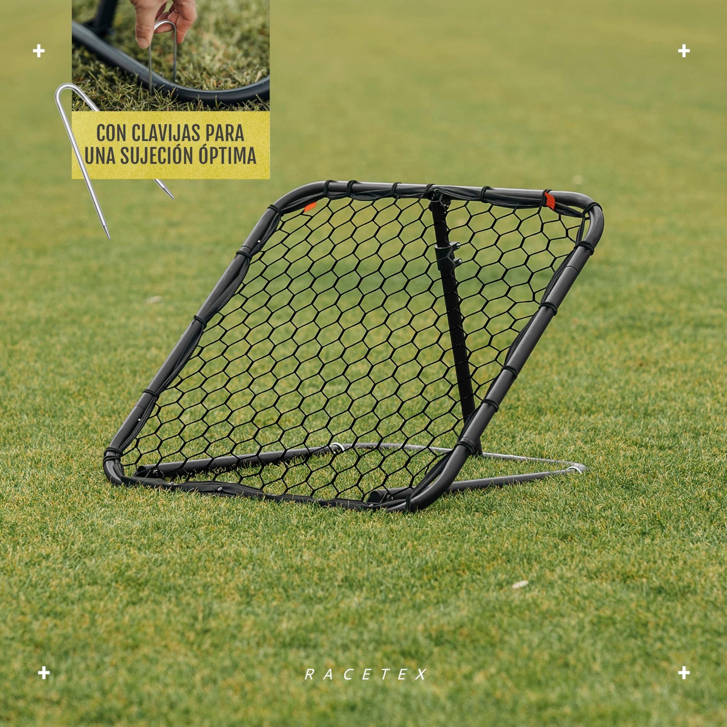 Racetex Reboteador Futbol [INFINITAMENTE Ajustable] - Rebounder Kicker Ball de fútbol - Voleibol Accesorios para Mejorar y diversificar el Entrenamiento de fútbol (Acero Inoxidable)