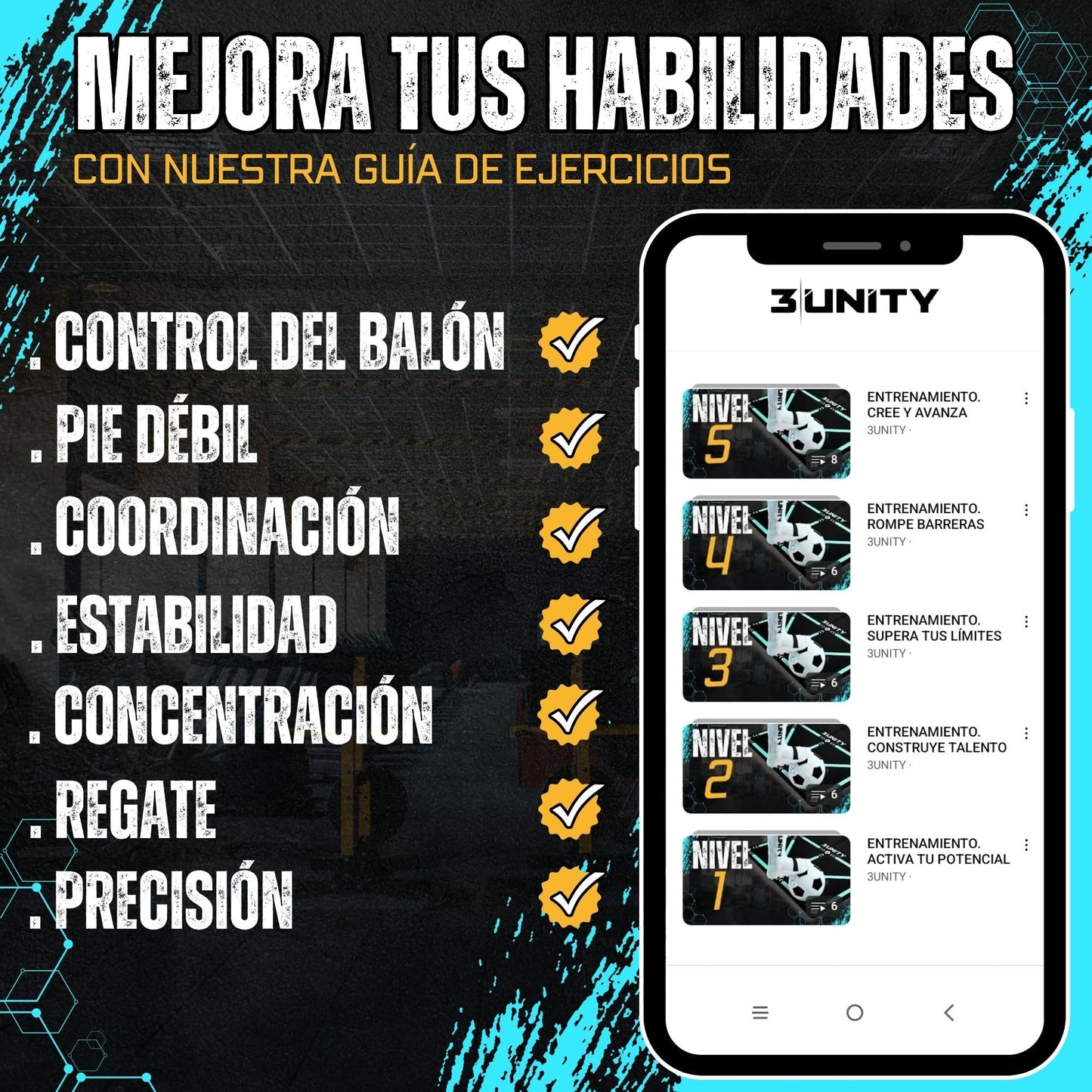 3|UNITY Kit Alfombra Entrenamiento Futbol 60x90 con 8 Conos Entrenamiento y Calcetines Antideslizantes Futbol (Grip Socks) - Incluye guía para futuros Cracks del fútbol. Tapete Treino Futebol