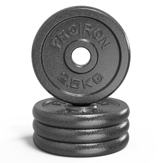 PROIRON Discos Pesas, Ø25mm - Hierro Fundido Placas de Discos Peso para Pesas y Mancuernas 1.25kg 2.5kg 5kg 10kg