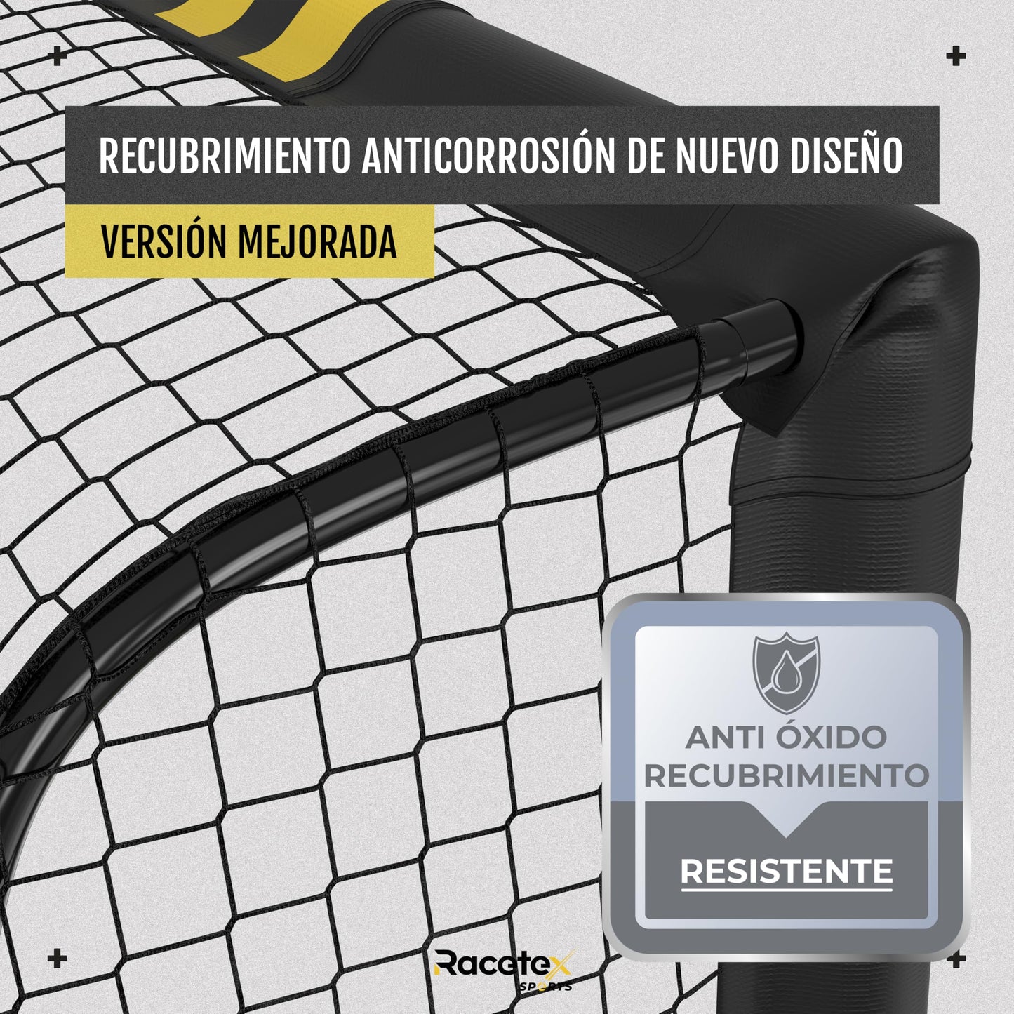 Racetex porterias de Futbol para niños Grande [Recubrimiento anticorrosivo] - porteria Futbol niños Incluye Anclajes - porterias de Futbol para Jardin - porteria Futbol Grande 180 240 300 cm